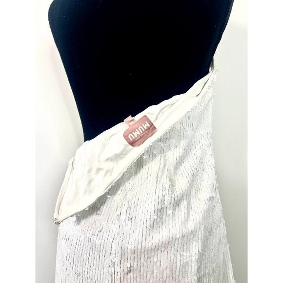 Show Me Your Mumu Samba Mini White Liquid Sequin Dress Medium - Picture 2 of 7